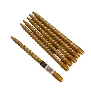 Gold Metallic Twist 12" Spiral‎ Taper Candles Set of 6 Made in Japan NIB